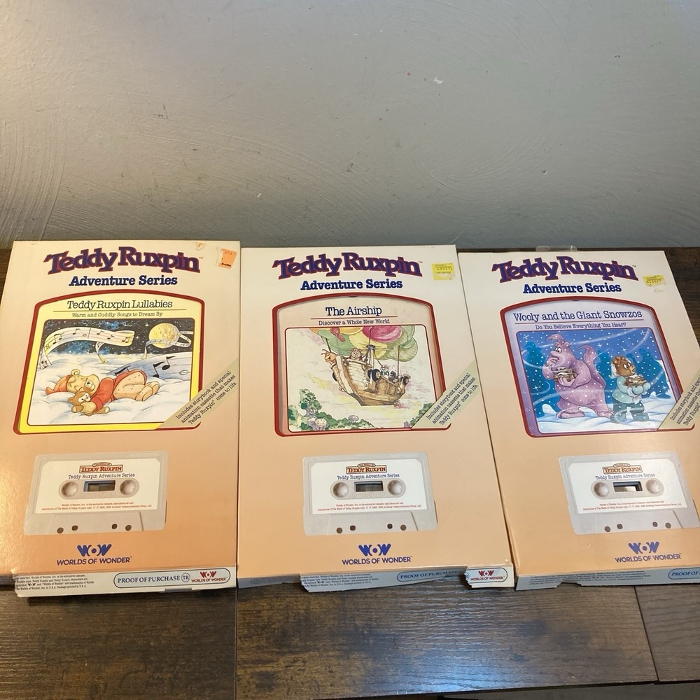 Teddy Ruxpin Adventure Series Cassette Tape & Book Lot of 3 Complete Lullabies